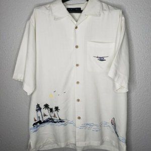 Keeler Bay Mens Shirt Beach Boats Plane -L
